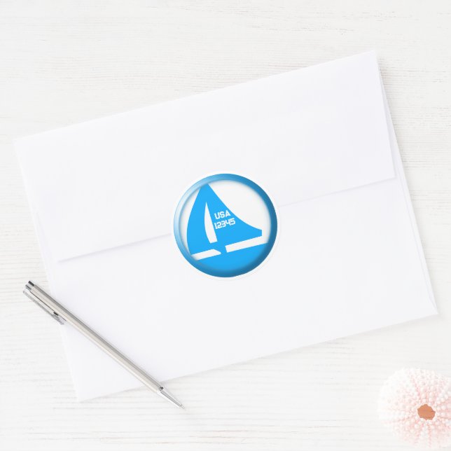 Marina Symbol - Sailboat Classic Round Sticker (Envelope)