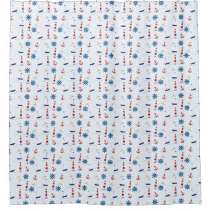 Marina Themed Sailboat Pattern Show Curtain