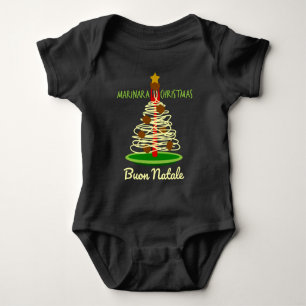 Marinara Christmas Buon Natale Spaghetti Tree Baby Bodysuit