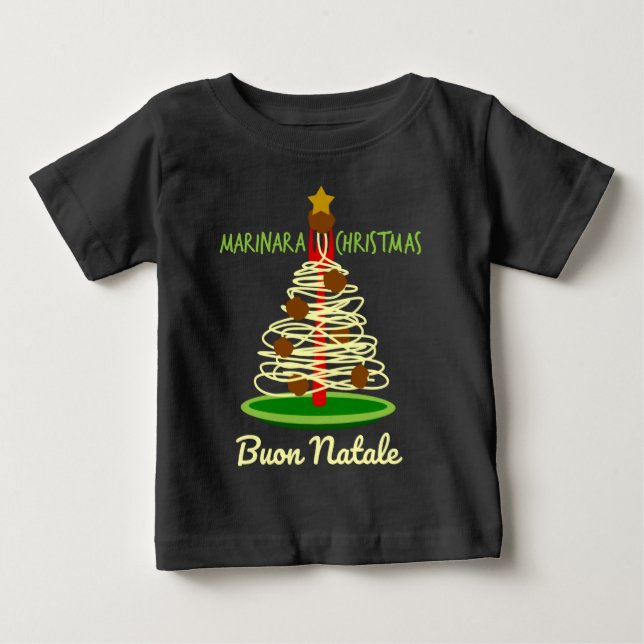 Marinara Christmas Buon Natale Spaghetti Tree Baby T-Shirt (Front)