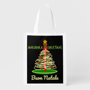 Marinara Christmas Buon Natale Spaghetti Tree Grocery Bag