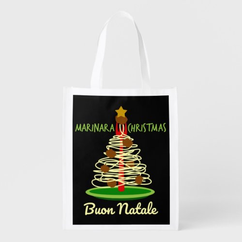 Marinara Christmas Buon Natale Spaghetti Tree Grocery Bag