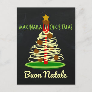 Marinara Christmas Buon Natale Spaghetti Tree Holiday Postcard