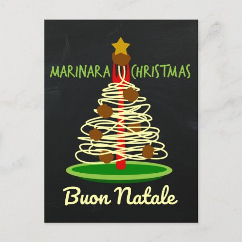 Marinara Christmas Buon Natale Spaghetti Tree Holiday Postcard