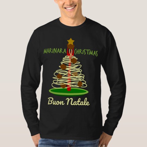 Marinara Christmas Buon Natale Spaghetti Tree T_Shirt