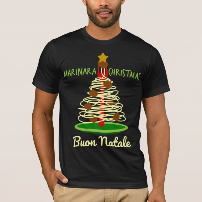Marinara Christmas Buon Natale Spaghetti Tree T-Shirt (Front)