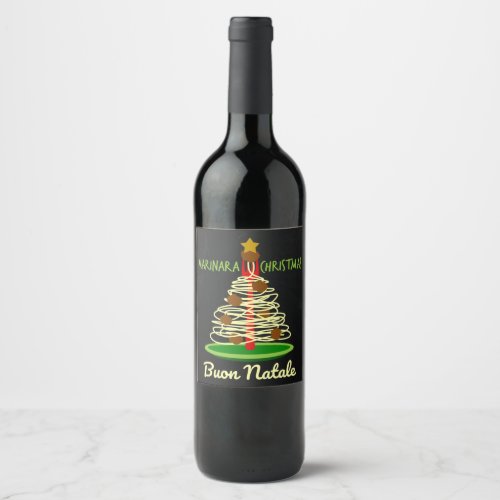 Marinara Christmas Buon Natale Spaghetti Tree Wine Label