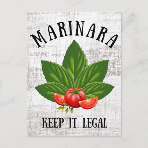Marinara Keep it Legal Basil Leaves Tomatoes Holiday Postcard