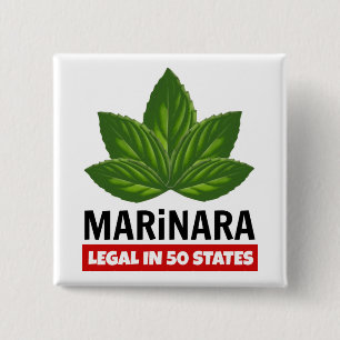 Marinara Legal 50 States Basil Leaves Food Humor Button