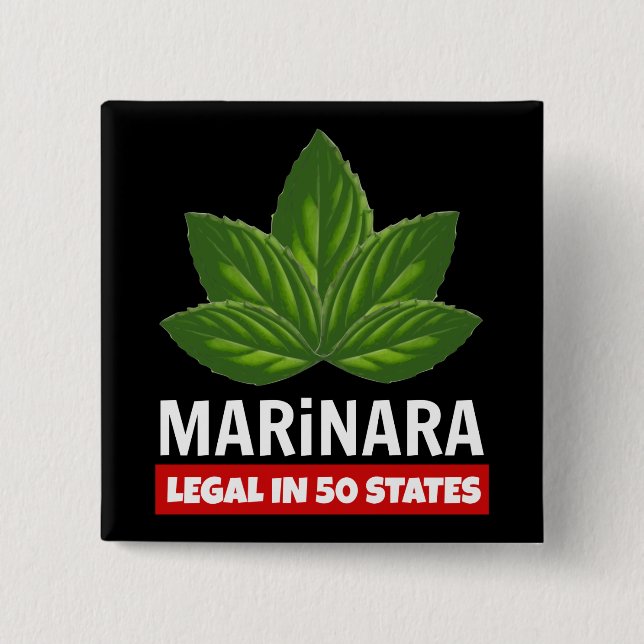 Marinara Legal 50 States Basil Leaves Food Humor Button (Front)