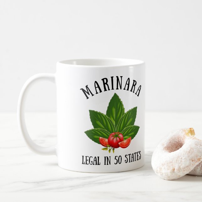 Marinara Legal in 50 States Basil and Tomatoes Coffee Mug (With Donut)