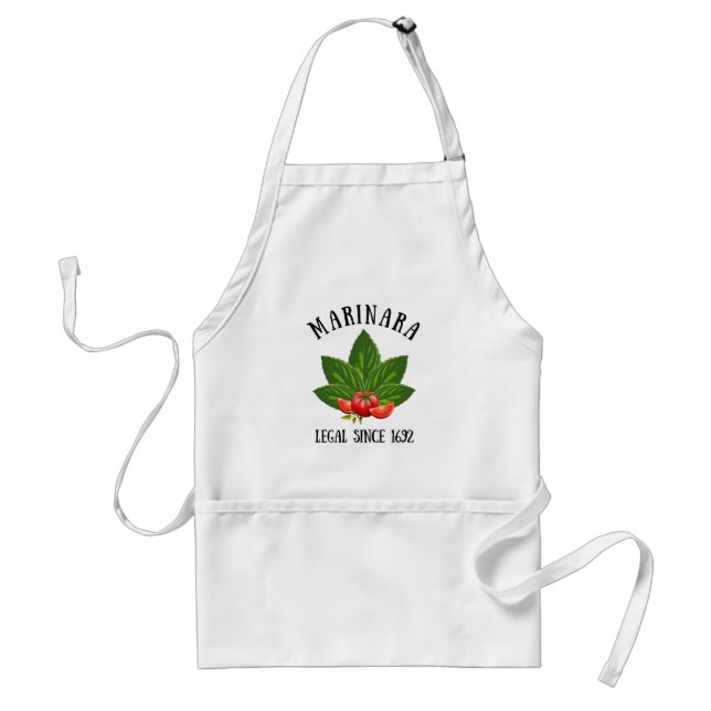 Marinara Legal Since 1692 Basil Leaves Tomatoes Adult Apron (Front)