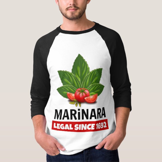 Marinara Legal Since 1692 Basil Tomatoes T-Shirt (Front)