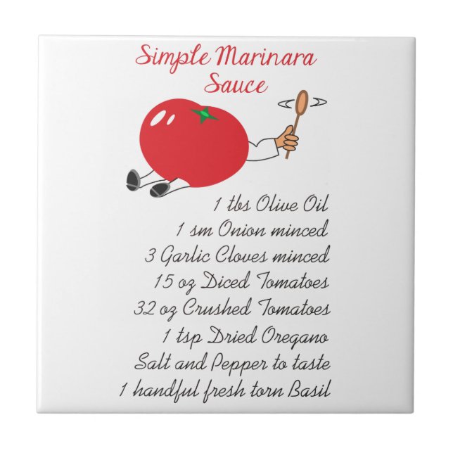 Marinara Recipe Ceramic Tile (Front)