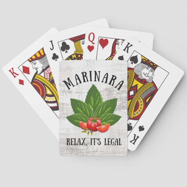 Marinara Relax It's Legal Basil Tomato Food Humor Poker Cards (Back)