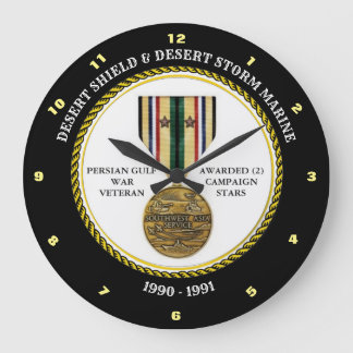 MARINE 2 STARS / DESERT SHIELD & STORM LARGE CLOCK