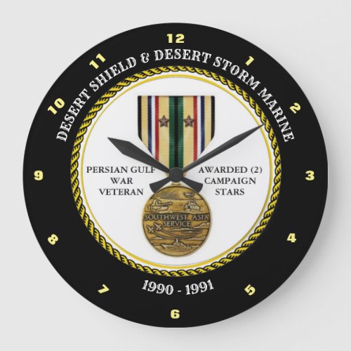 MARINE 2 STARS  DESERT SHIELD  STORM LARGE CLOCK