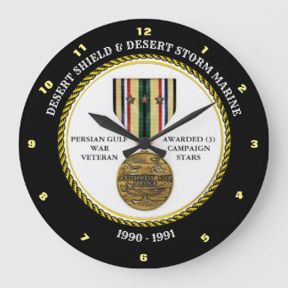 MARINE 3 STARS  / DESERT SHIELD & STORM LARGE CLOCK