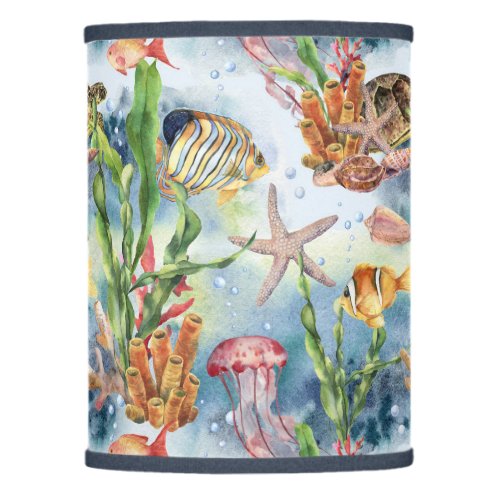 Marine Animals Coral Reef Fish Jellyfish Seaweed   Lamp Shade