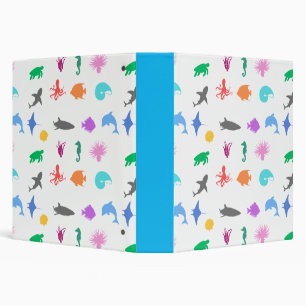 Marine animals patterned 3 ring binder