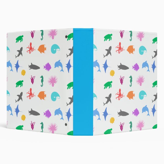 Marine animals patterned 3 ring binder (Background)