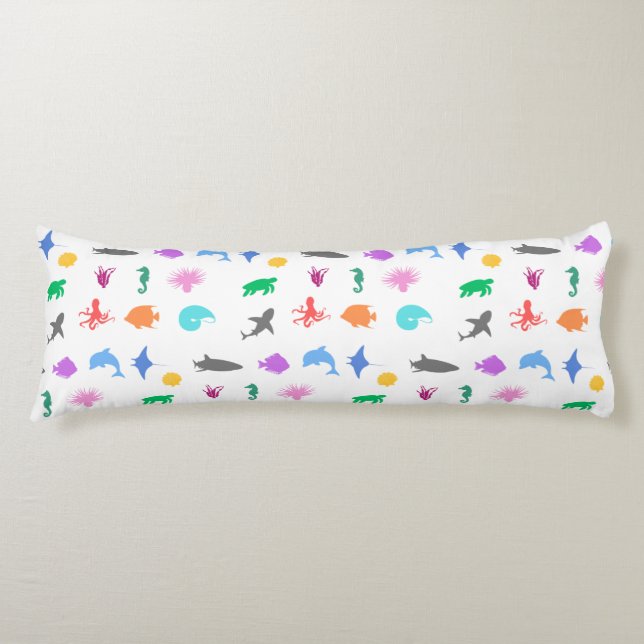 Marine animals patterned body pillow (Front)