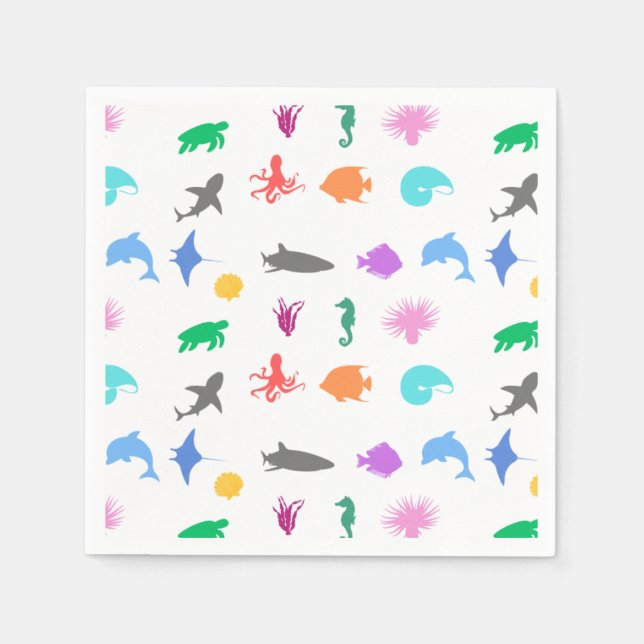 Marine animals patterned napkins (Front)