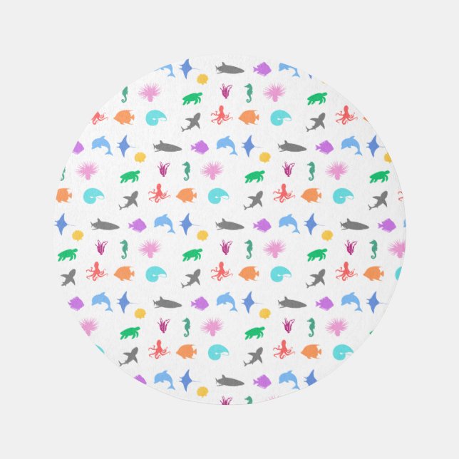 Marine animals patterned outdoor rug (Front)
