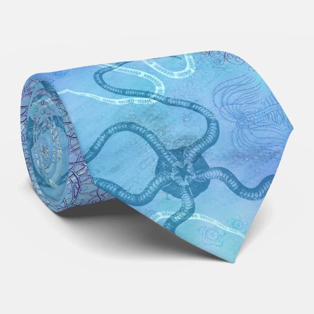 Marine Biologist Aquatic Animals Beach House Tie (Rolled)