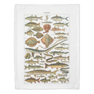 Marine biology aesthetic fish chart duvet cover