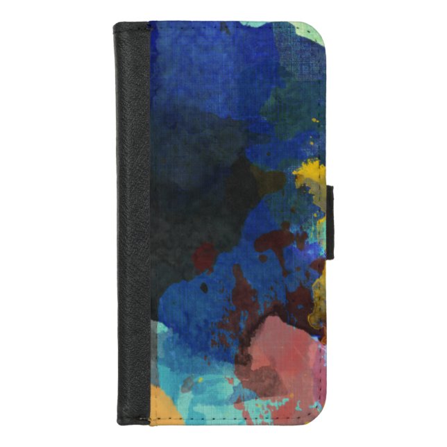 Marine Blue Abstract Art iPhone Wallet Case (Front)