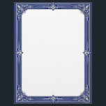 Marine Blue and Silver Art Deco Letterhead<br><div class="desc">Beautiful,  elegant,  and classy,  this letterhead paper has a silver art deco frame on a marine blue background.  Perfect for correspondence,  invitations,  and flyers.</div>