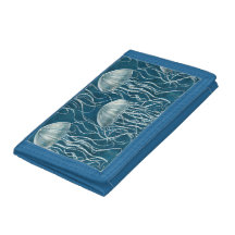 Marine Blue and White Jelly Fish Pattern