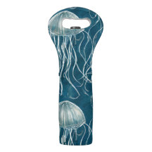 Marine Blue and White Jelly Fish Pattern