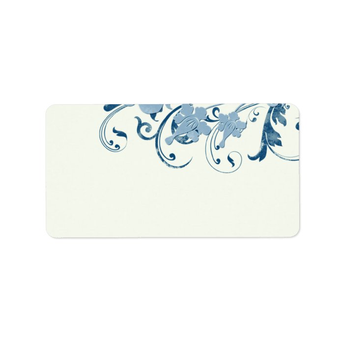 Marine Blue Floral Wedding Blank Address Labels