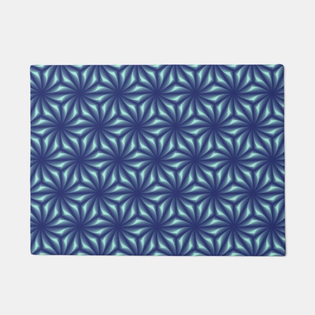 Marine Blue Fractal Pattern Doormat (Front)