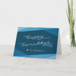 Marine Blue Geo Script | Happy Hanukkah Holiday Card<br><div class="desc">Send your Hanukkah wishes with this elegant and modern greeting card in rich marine blue. Overlapping geometric shapes in gradient shades of dark teal provide the perfect backdrop for "Happy Hanukkah" in modern white handwritten style typography. Add an optional inside message using the field provided.</div>