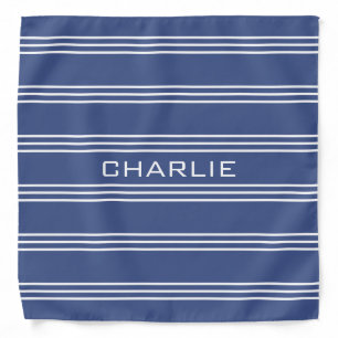 Marine Blue Stripes custom monogram bandana