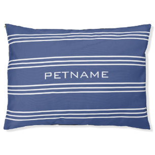 Marine Blue Stripes custom monogram dog beds
