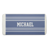 Marine Blue Stripes custom monogram eraser (Back)