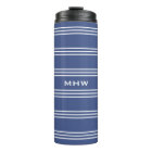 Marine Blue Stripes custom monogram tumbler