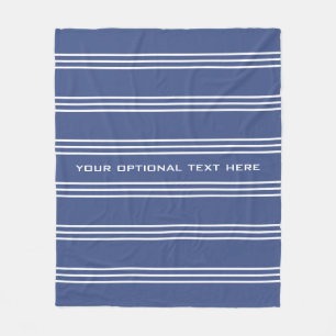 Marine Blue Stripes custom text fleece blankets