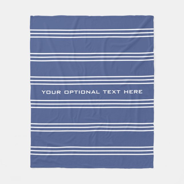 Marine Blue Stripes custom text fleece blankets (Front)