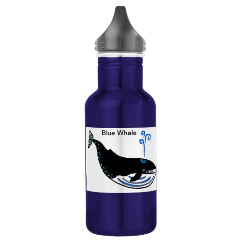 Marine Blue WHALE _ Endangered animal Stainless Steel Water Bottle