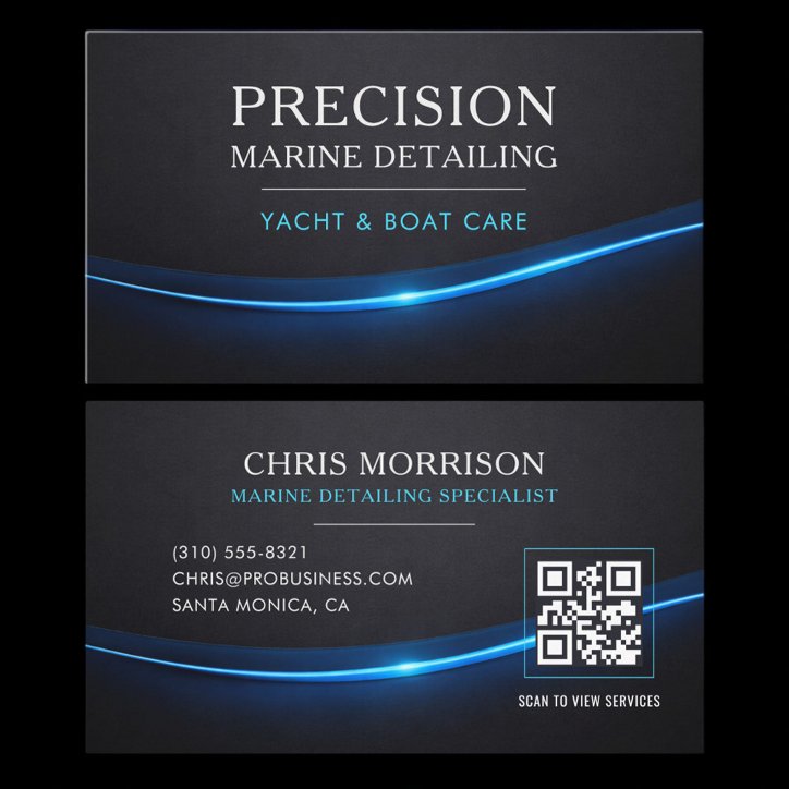 Marine Boat Detailing QR Code Business Card