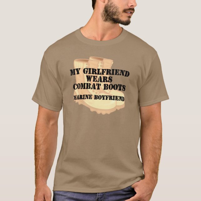 Marine Boyfriend Desert Combat Boots T-Shirt (Front)
