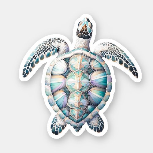 Marine Charm Stickers Watercolor Sea Turtle