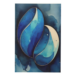 Marine Cobalt Curves Wood Wall Art