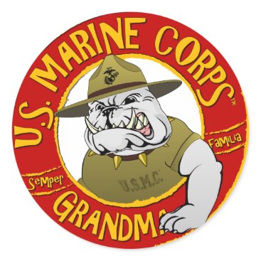 Marine Corp Grandma Classic Round Sticker Marine Corp Grandma Classic Round Sticker