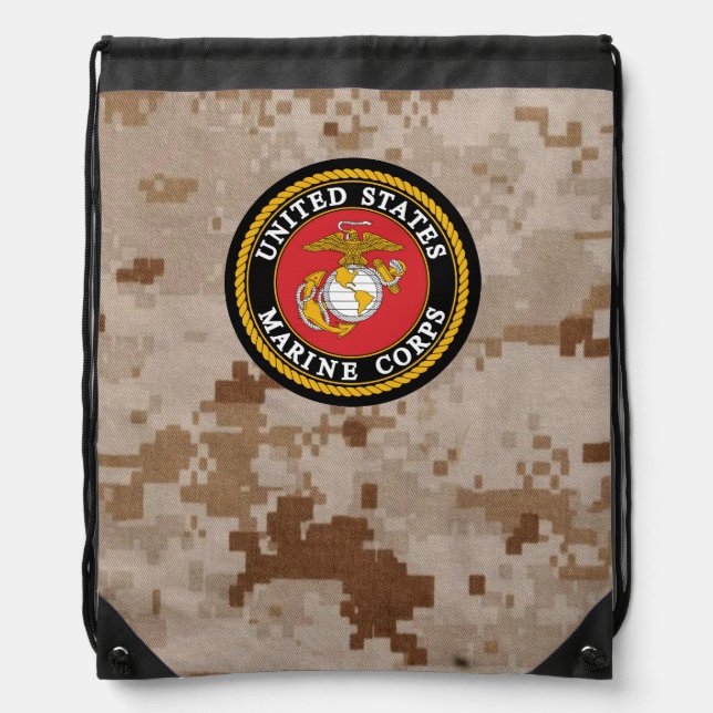 Marine Corps Camo with Seal Drawstring Bag (Front)